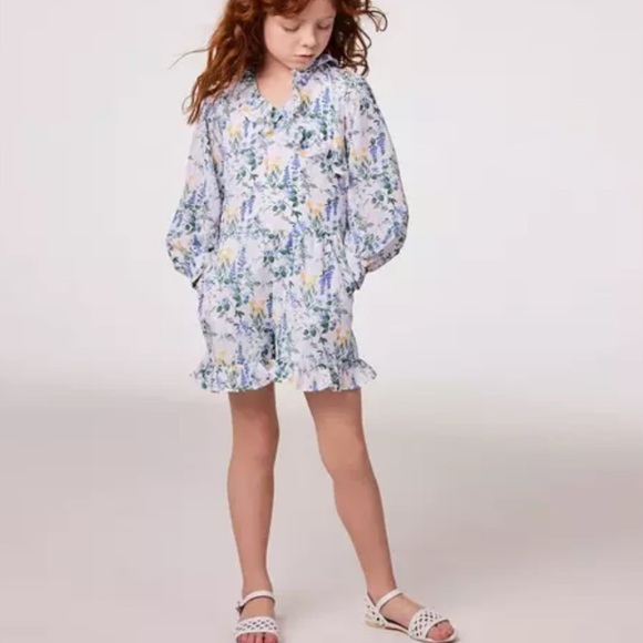 Janie and Jack Floral Ruffle Romper with Long Sleeves Size 8 - Picture 1 of 17